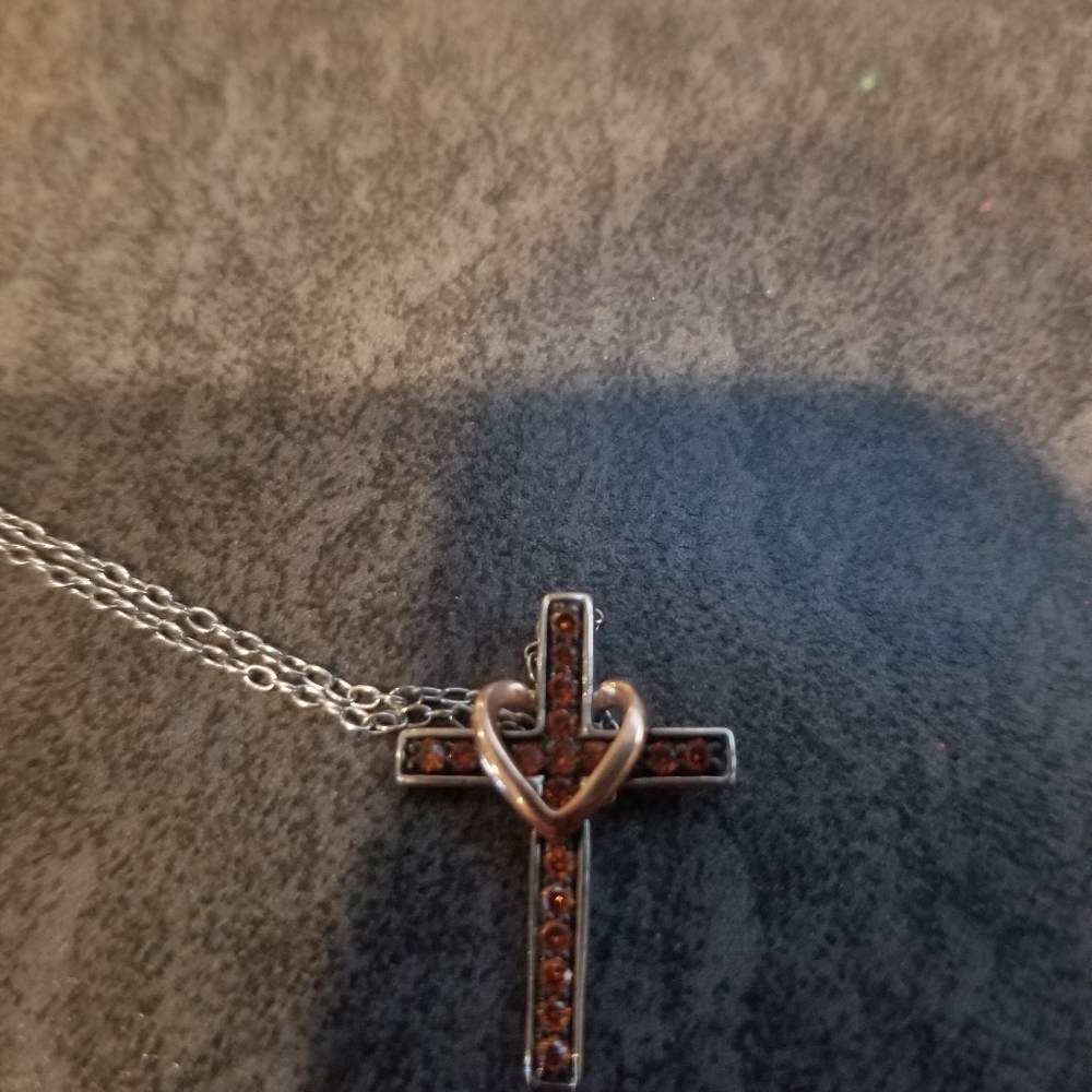 Cross with heart necklace